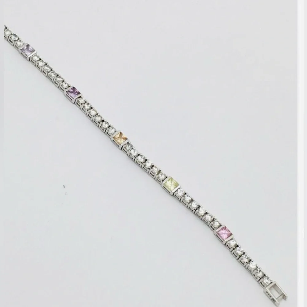 Multi-Color Gemstone Bracelet 925 Stamped